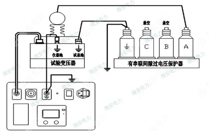 帶間隙(TBP)過電壓保護(hù)器測試接線(相-地)