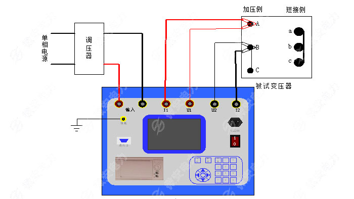 Δ接線的三相變壓器短路阻抗接線圖